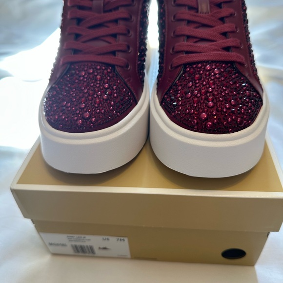 Michael Kors Shoes - Michael Kors Deep Red Studded Sneakers